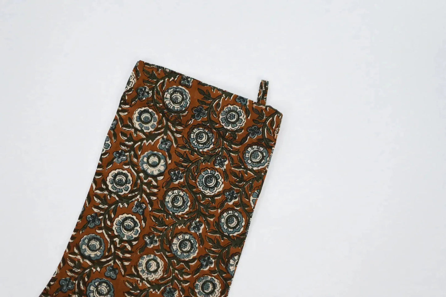 Earth Tones Floral Block Print Stocking - Maple Village Lane