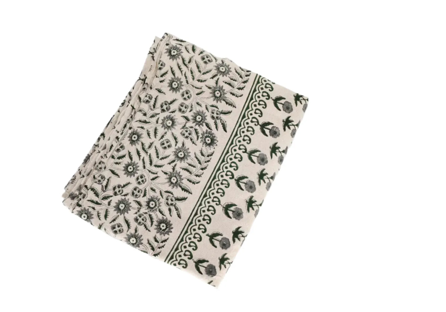Eleanor Floral Block Print Tablecloth - Maple Village Lane