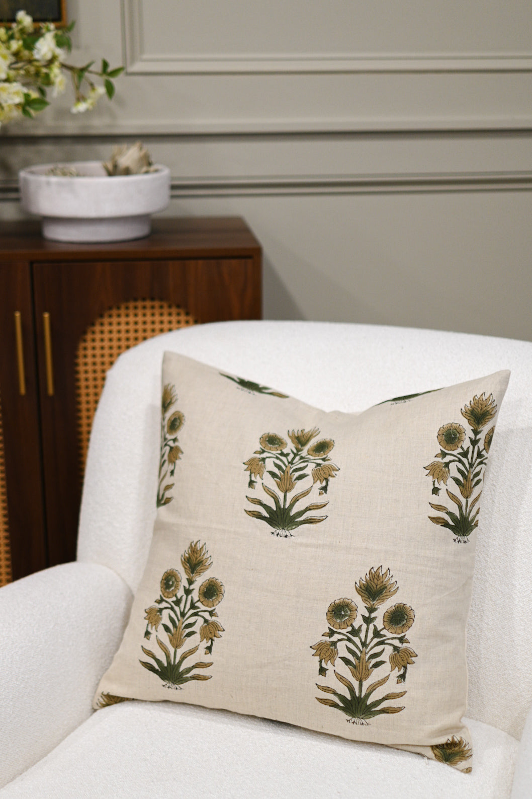 Marigold Block Print Pillow Cover