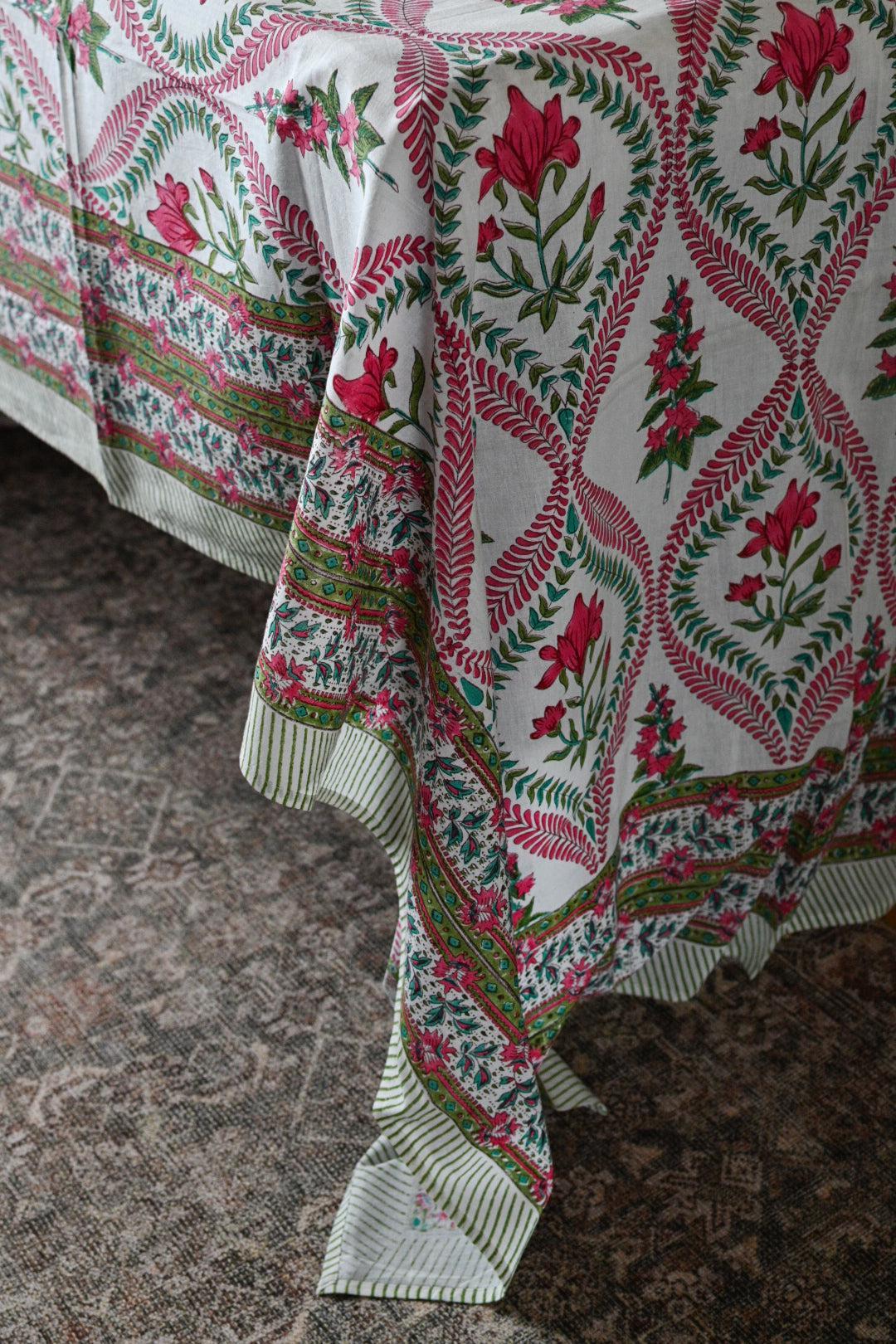 Daphne Floral Block Print Tablecloth