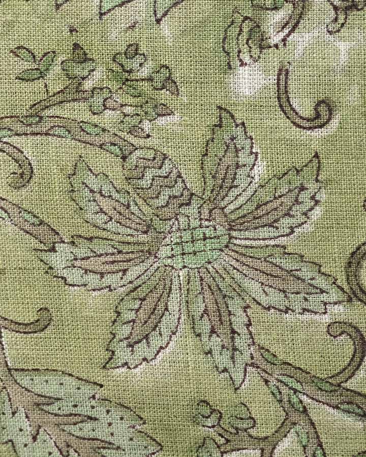Natalie Hand Block Printed Linen Fabric
