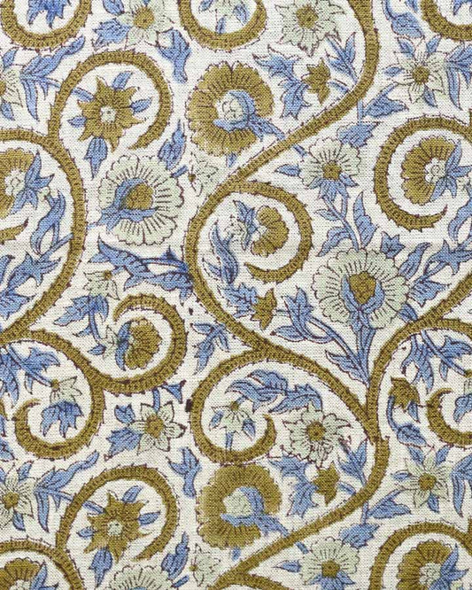 Simae Hand Block Printed Linen Fabric