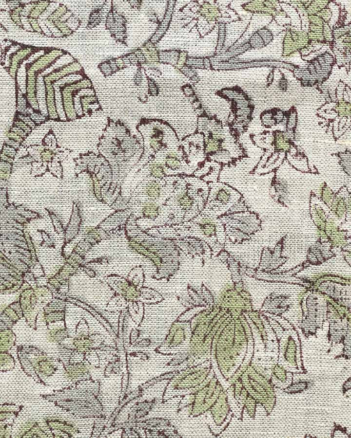 Blak Hand Block Printed Linen Fabric