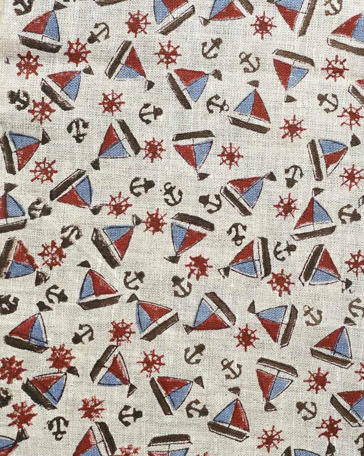 Scabiosa Hand Block Printed Linen Fabric