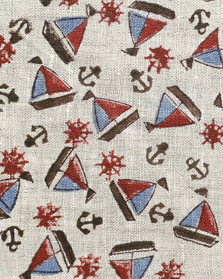 Scabiosa Hand Block Printed Linen Fabric