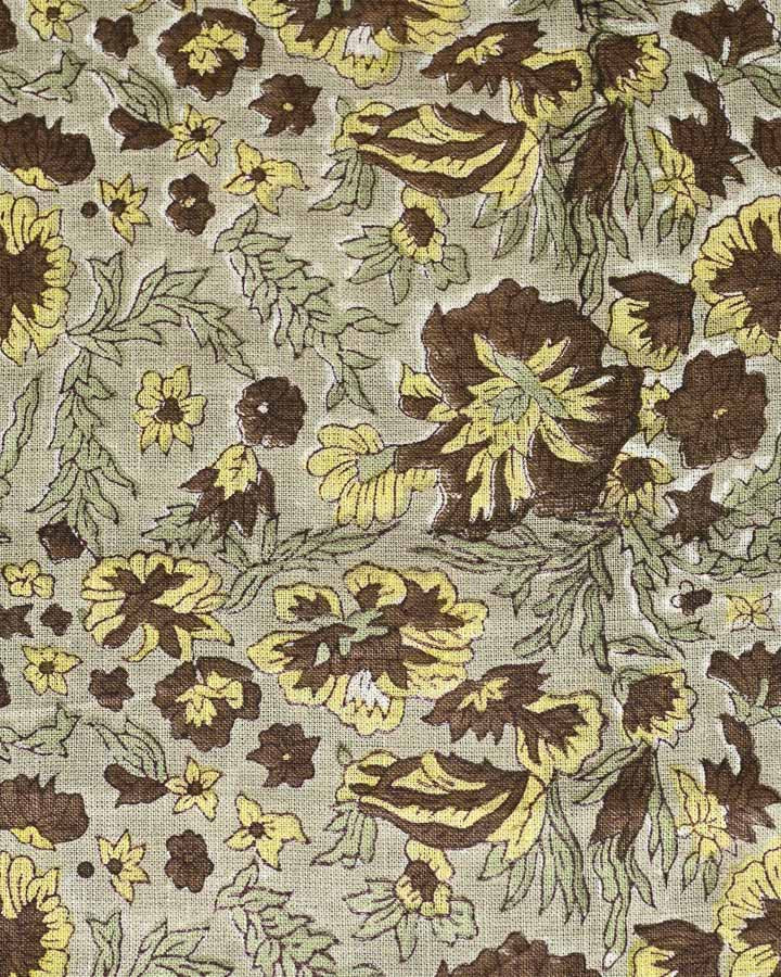 Levi Hand Block Printed Linen Fabric