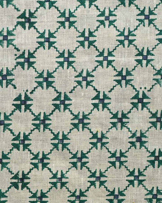 Logan Hand Block Printed Linen Fabric