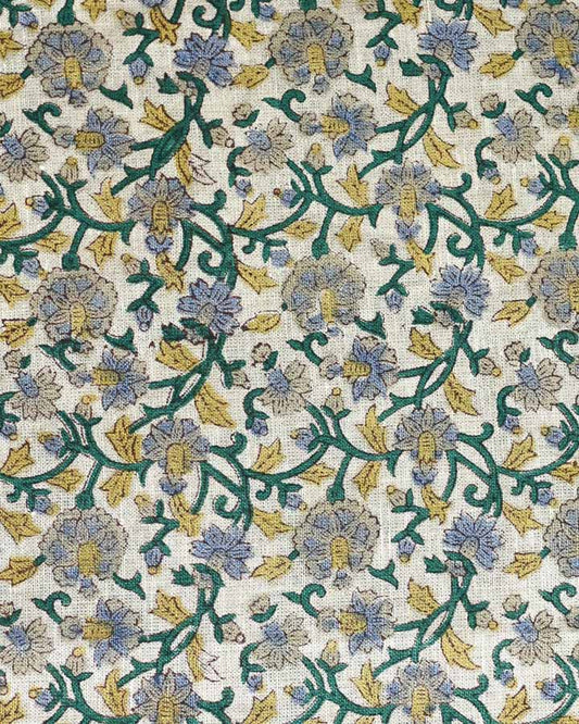 Plainna Hand Block Printed Linen Fabric