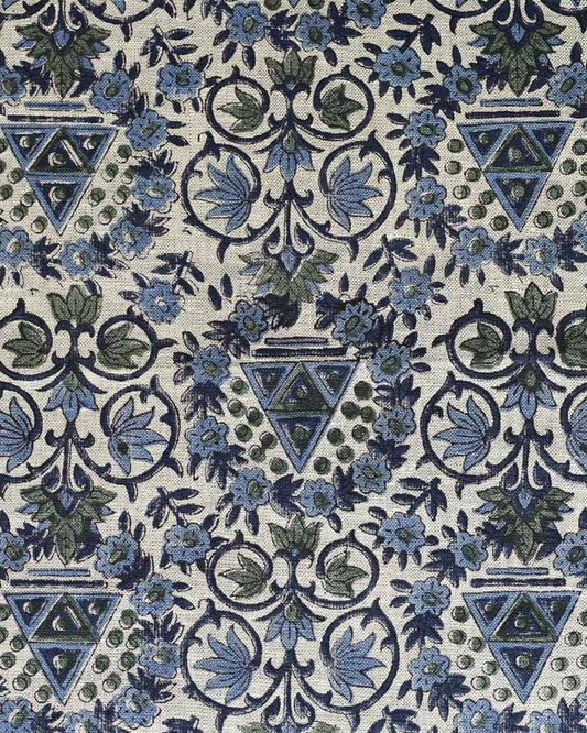 James Hand Block Printed Linen Fabric