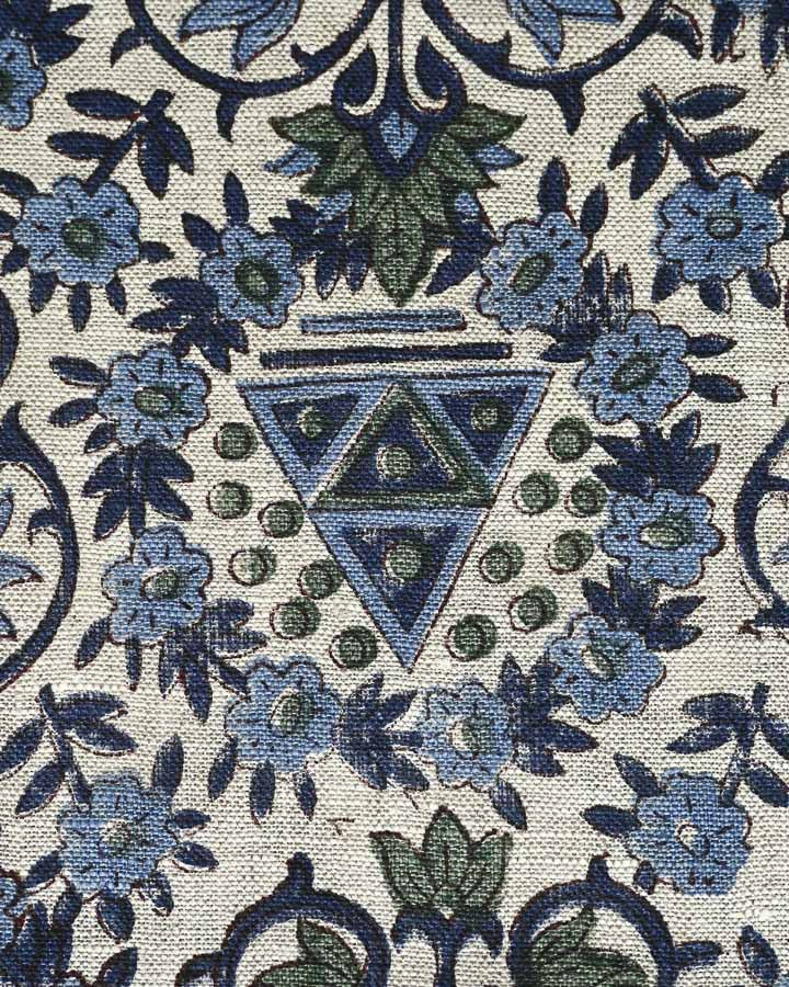 James Hand Block Printed Linen Fabric