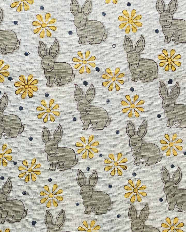 Oliver Hand Block Printed Linen Fabric