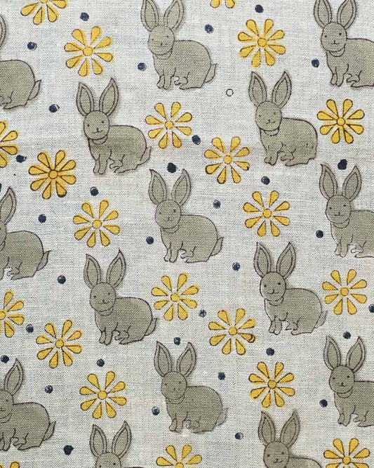 Oliver Hand Block Printed Linen Fabric