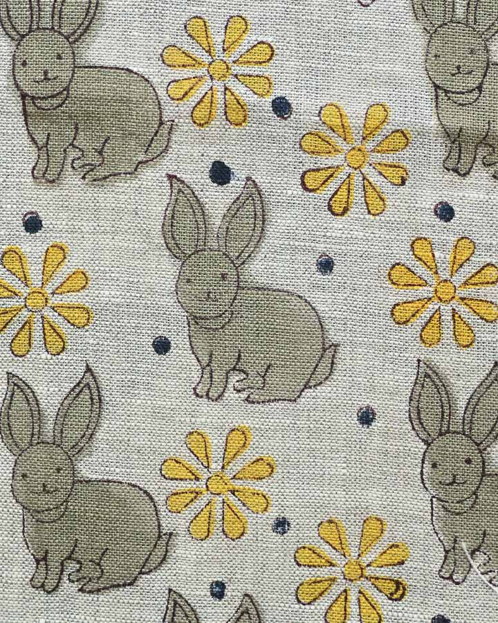 Oliver Hand Block Printed Linen Fabric