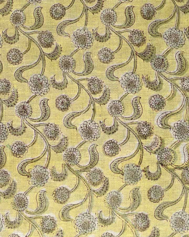 Ethan Hand Block Printed Linen Fabric