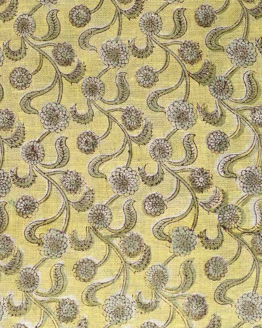 Ethan Hand Block Printed Linen Fabric
