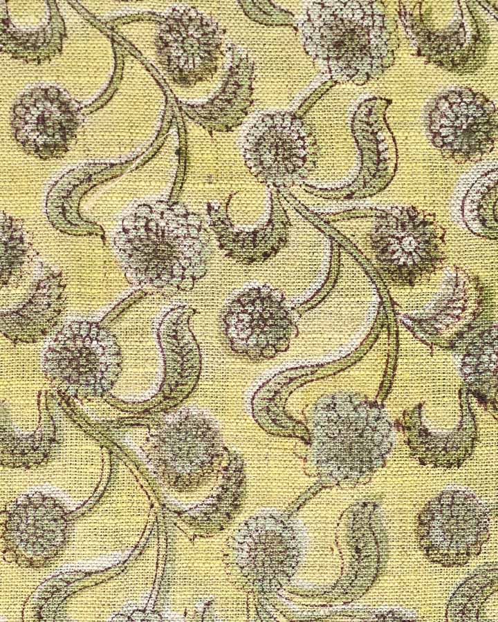 Ethan Hand Block Printed Linen Fabric