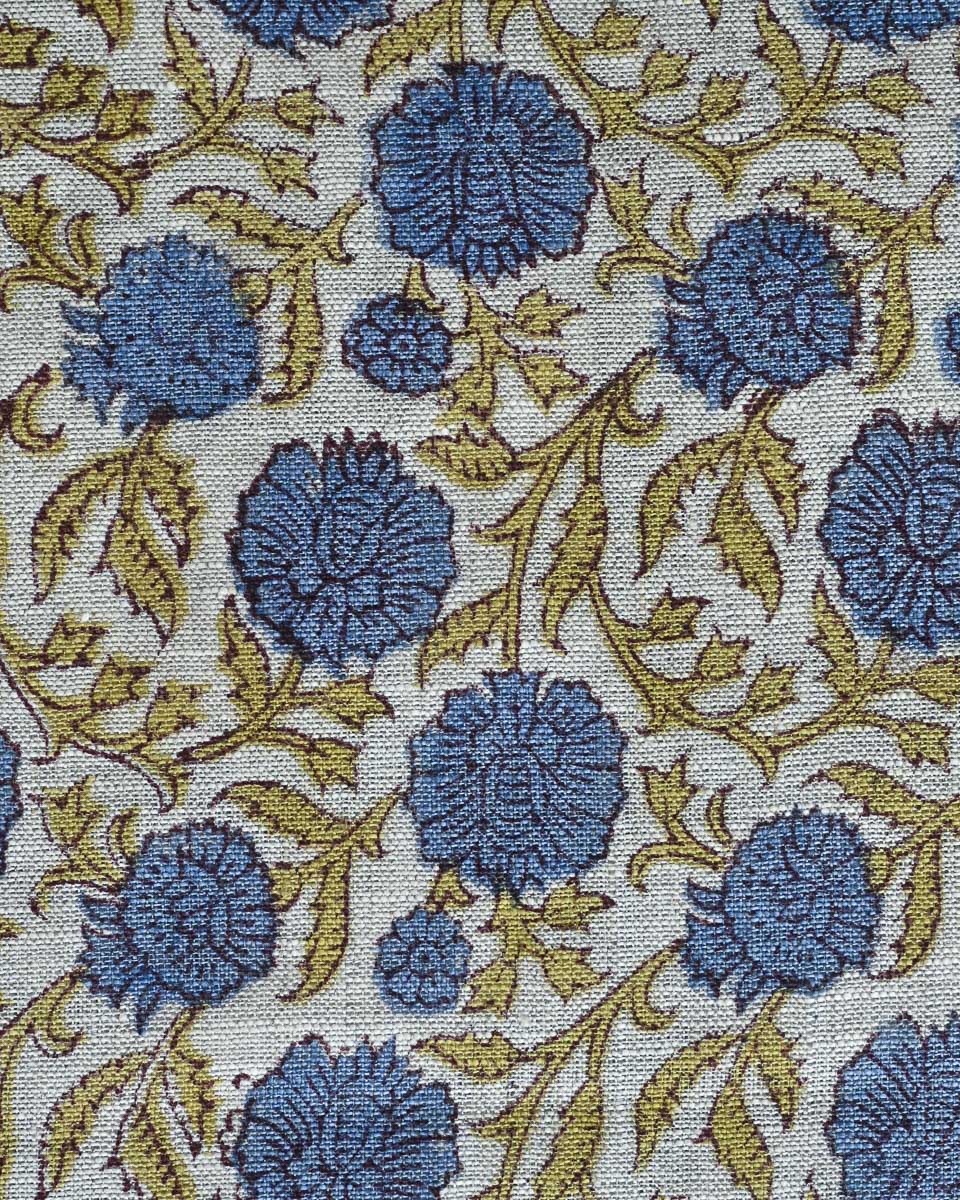 Yuna Hand Block Printed Linen Fabric