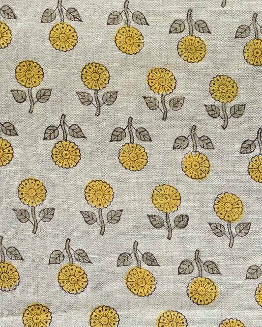 Tiler Hand Block Printed Linen Fabric