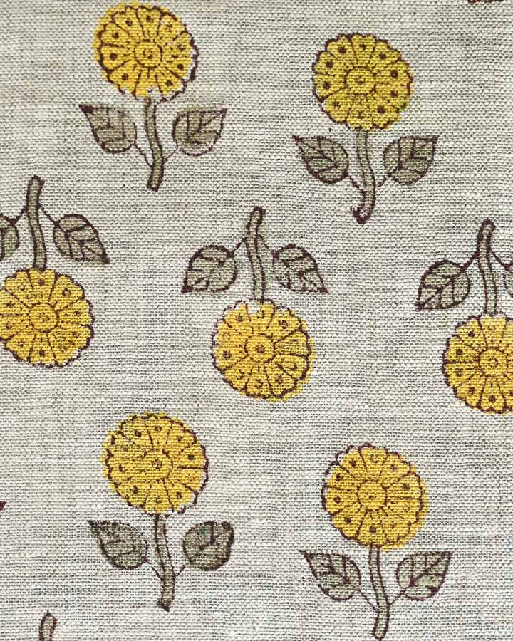 Tiler Hand Block Printed Linen Fabric