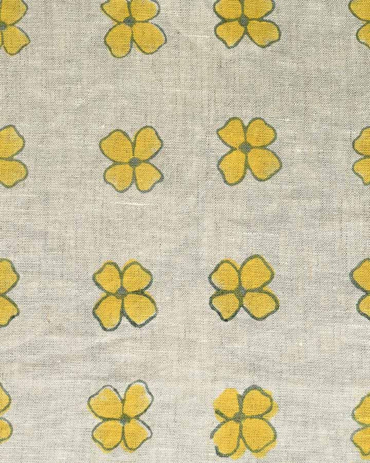 Calla Lily Hand Block Printed Linen Fabric