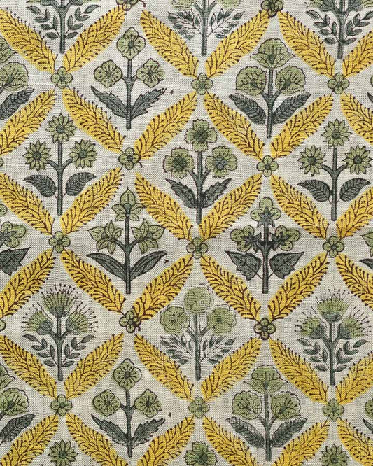 Soleia Hand Block Printed Linen Fabric