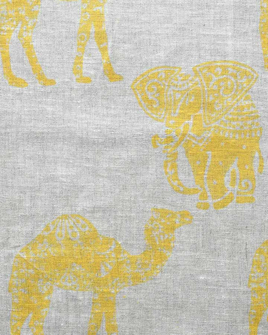Ethen Hand Block Printed Linen Fabric