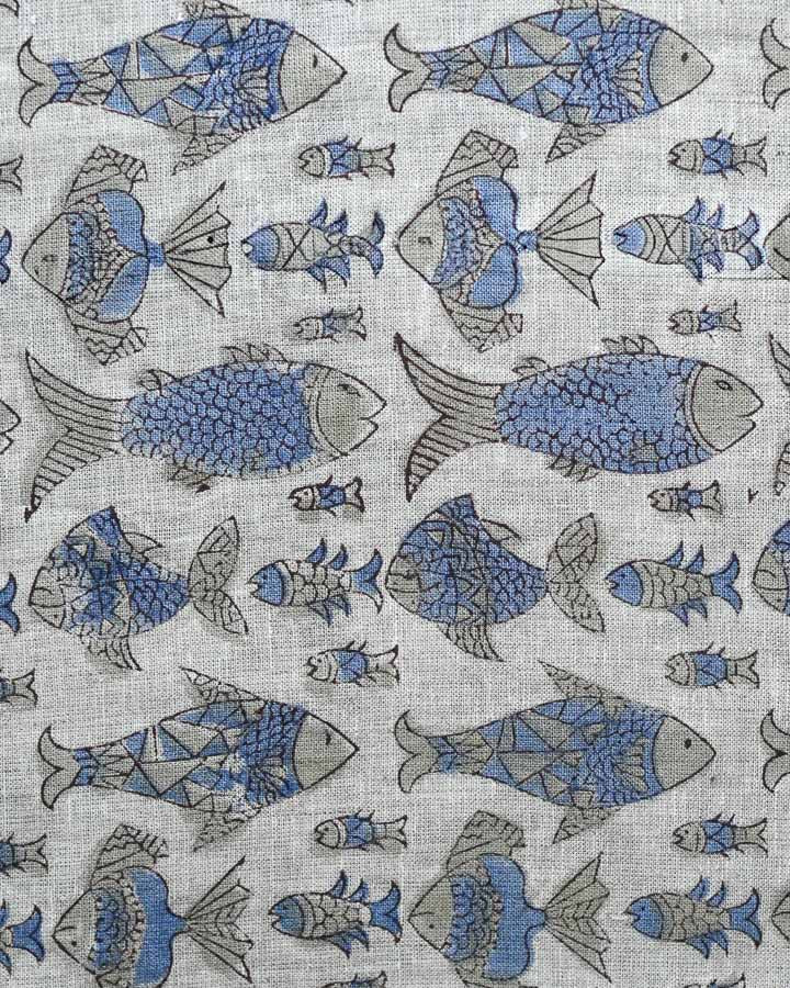 Frieda Hand Block Printed Linen Fabric