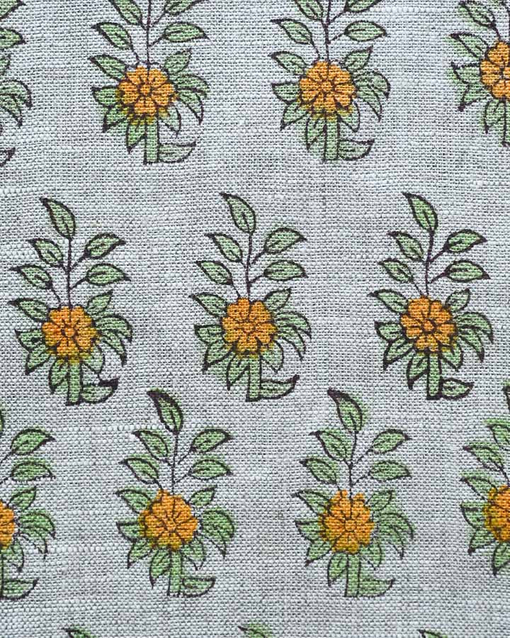 Brisa Hand Block Printed Linen Fabric