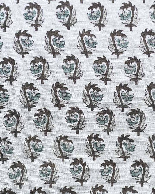 Victor Hand Block Printed Linen Fabric