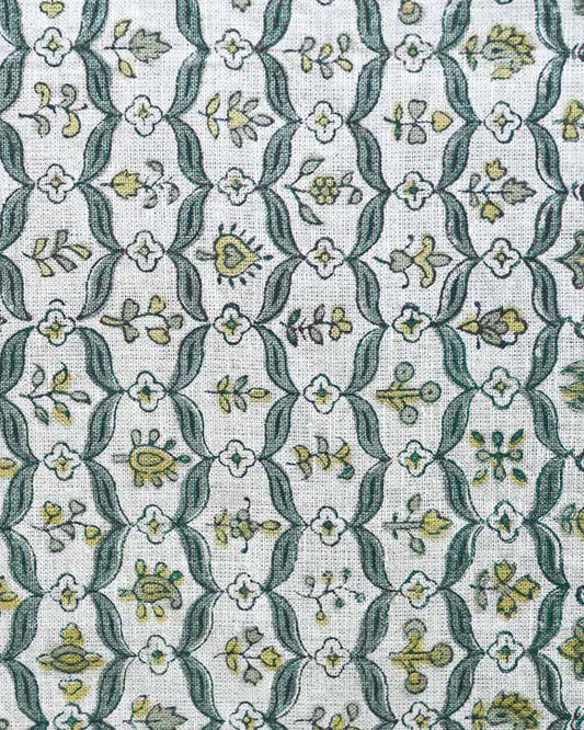Amelia Hand Block Printed Linen Fabric