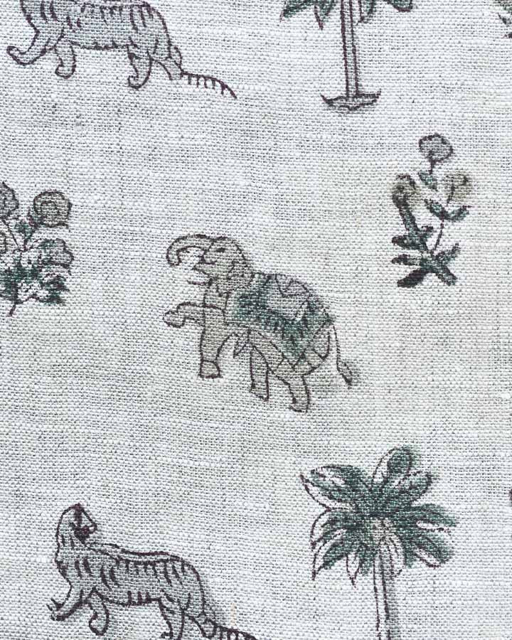 Delphinium Hand Block Printed Linen Fabric