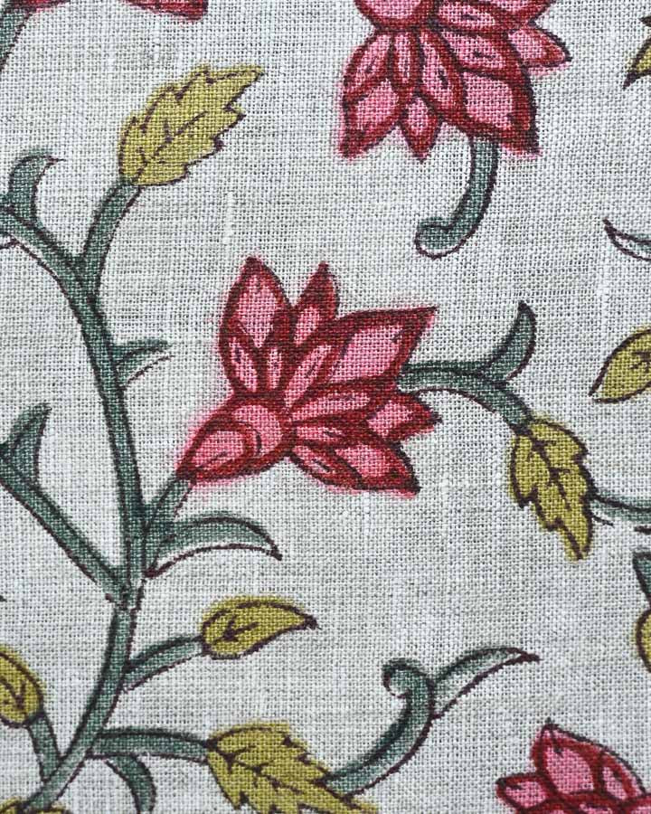 Ilira Hand Block Printed Linen Fabric