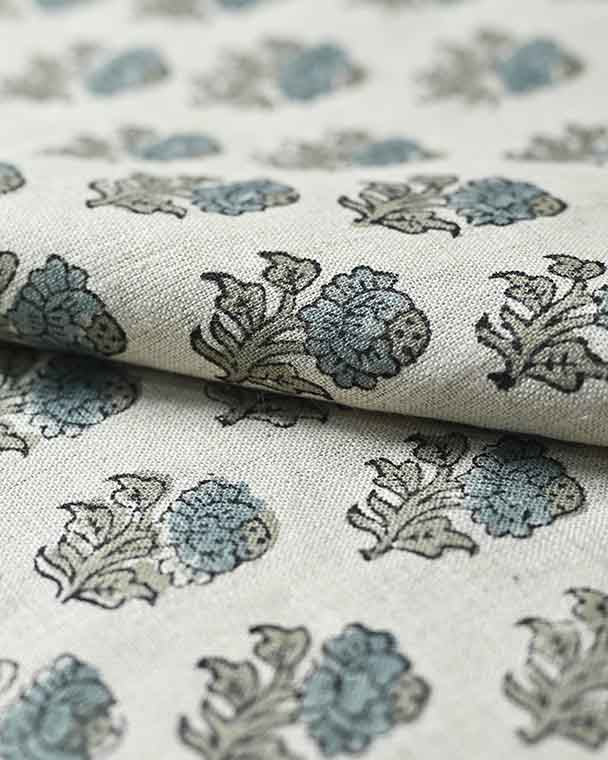 Sarah Hand Block Printed Linen Fabric