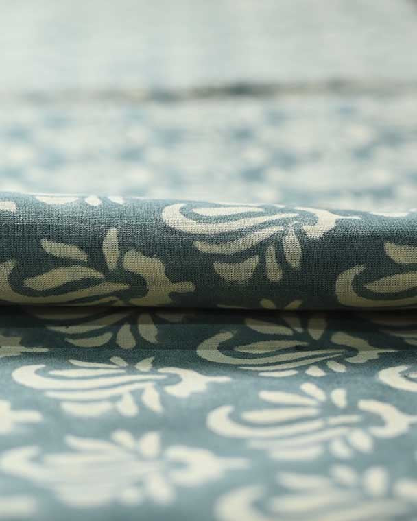 Roseline Hand Block Print Designer Floral Cotton Fabric
