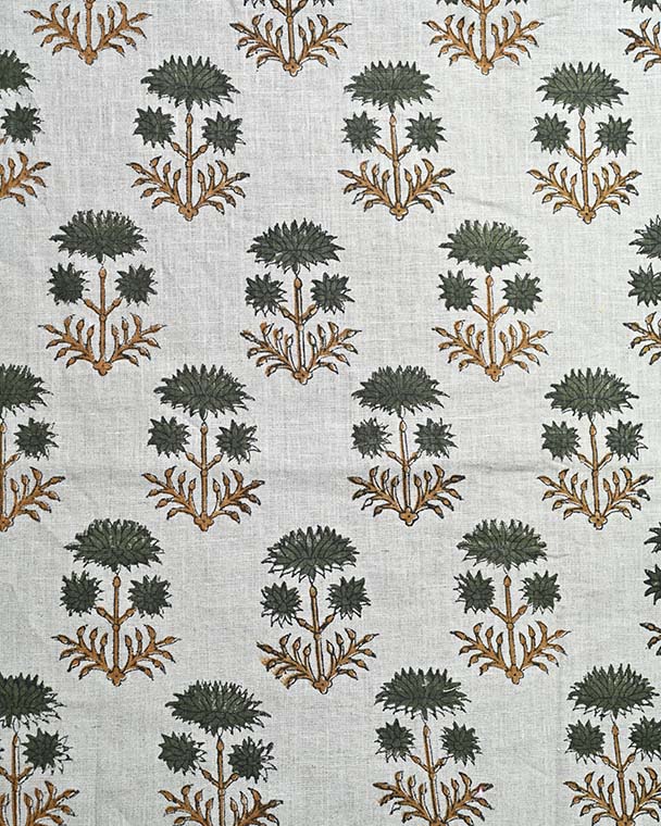 Sandra Hand-Block Printed Linen Fabric