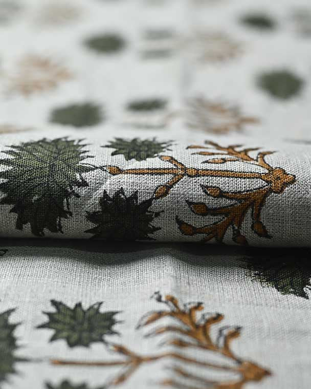 Sandra Hand-Block Printed Linen Fabric
