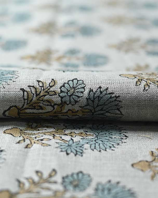 Sandra Hand-Block Printed Linen Fabric