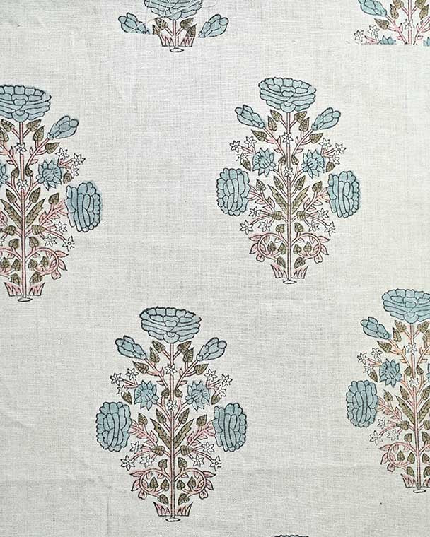 Nerina Floral Block Printed Linen