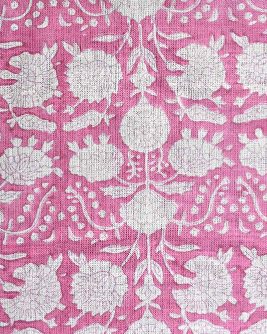 Gardenia Hand Block Printed Linen Fabric