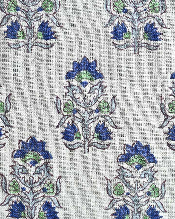 Tulip Hand Block Printed Linen Fabric