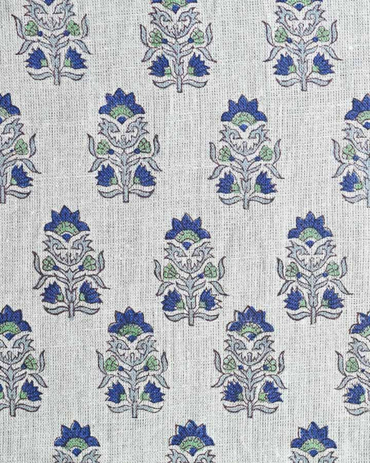 Tulip Hand Block Printed Linen Fabric