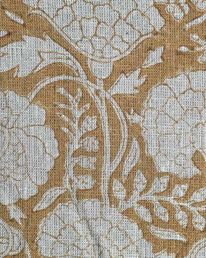 Magnolia Hand Block Printed Linen Fabric