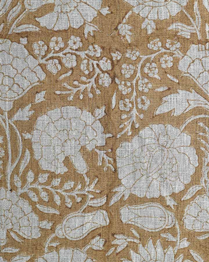 Magnolia Hand Block Printed Linen Fabric