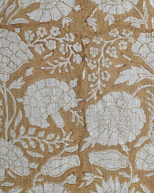 Magnolia Hand Block Printed Linen Fabric