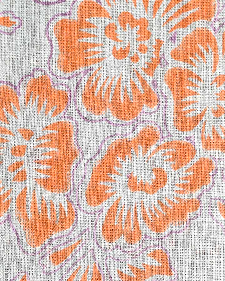 Anemone Hand Block Printed Linen Fabric