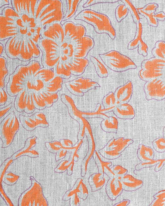 Anemone Hand Block Printed Linen Fabric