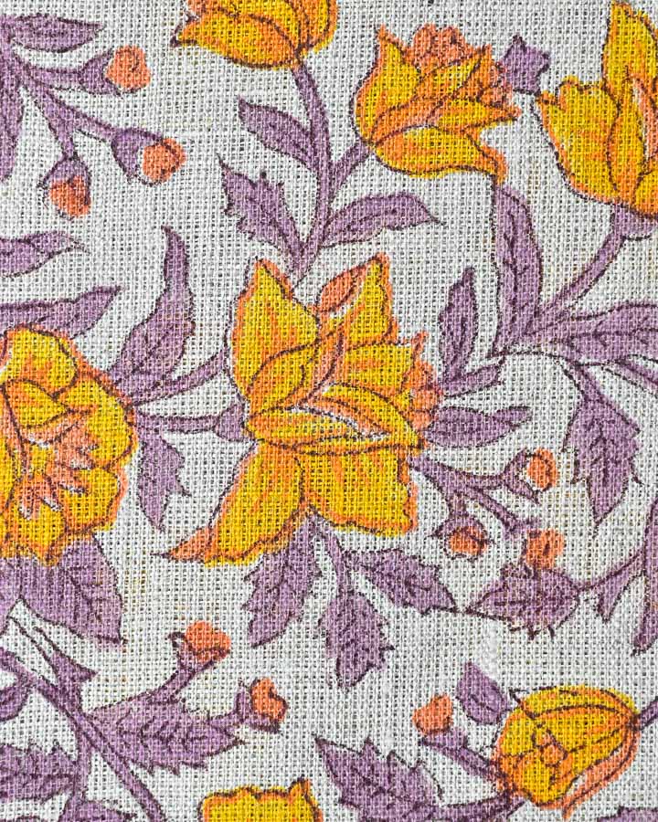 Lily Hand Block Printed Linen Fabric