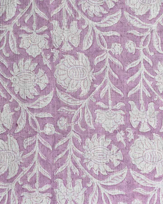 Orchid Hand Block Printed Linen Fabric