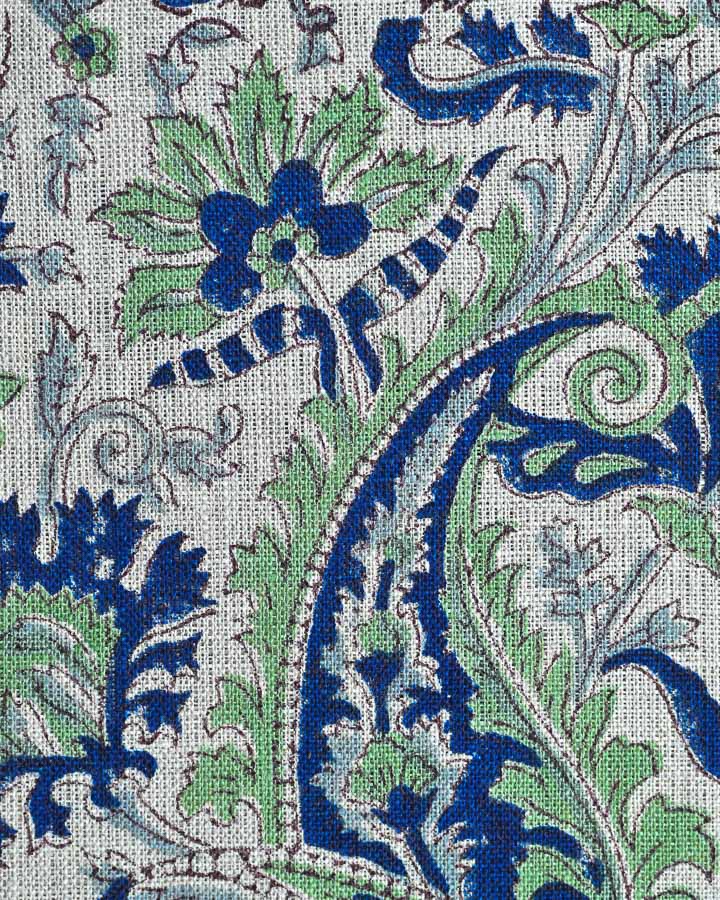 Poppy Hand Block Printed Linen Fabric