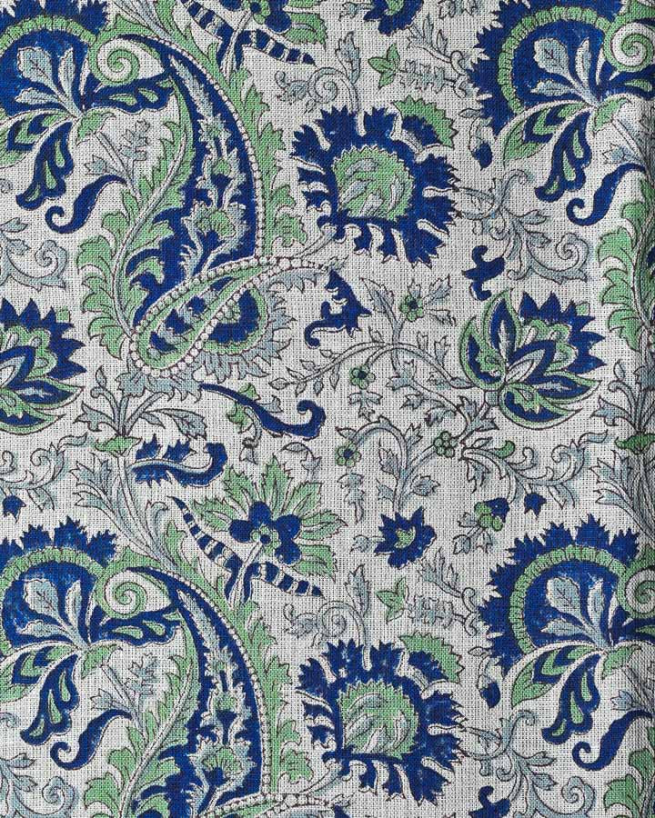Poppy Hand Block Printed Linen Fabric